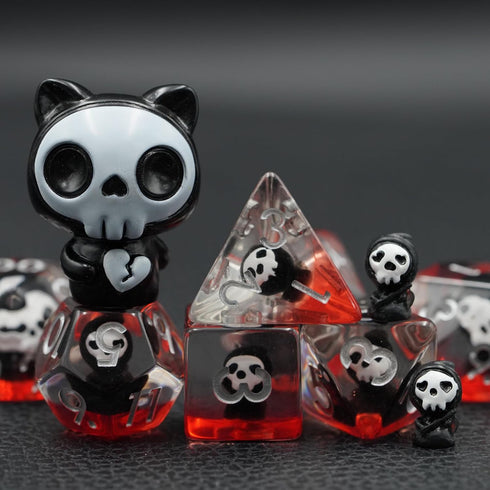 Black Skull Resin Dice,Skull Inclusion Polyhedral Dice Set,Role Playing Games Dice Set for D&D...
