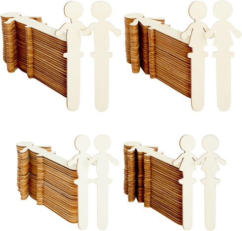 Juvale 100 Pack Unfinished People Shaped Craft Sticks, Wooden Popsicle Sticks for DIY Projects...
