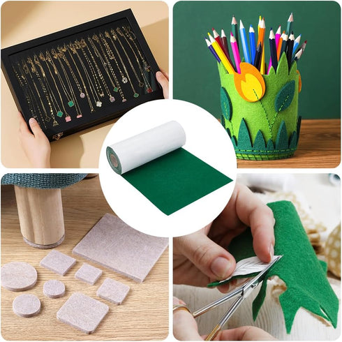 BENECREAT 13 Feet Green Self Adhesive Felt Fabric 10 x 157 Inch Large Felt Fabric Roll Shelf Liner for DIY Costume Making Jewelry Box Drawer Liner...
