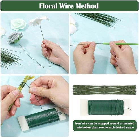 Floral Tape and Floral Wire, Paxcoo Floral Arrangement Kit with Green Floral Tape and Floral Wire, Boutonniere Flower pin, Wire Cutter for Wreath ...