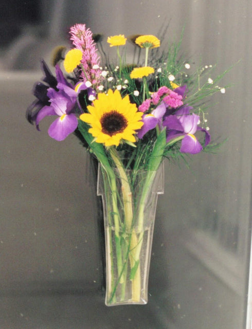 Gadjit Vinyl Window Vase Shaped Like a Flower Pot - Suctions to Windows and Mirrors, Holds Bouquet of Flower Stems and Water, Clear Flexible Vinyl...