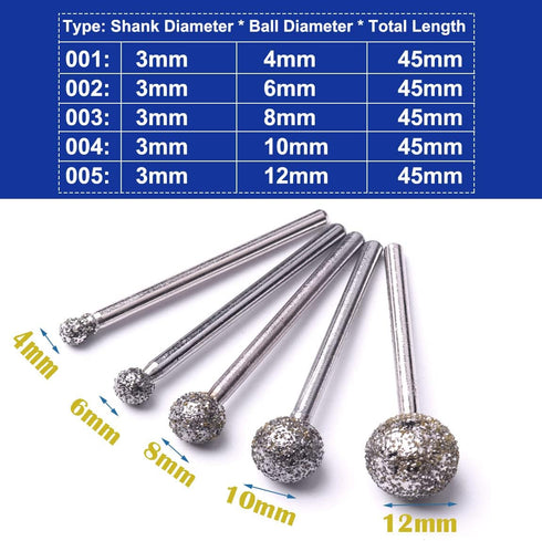 Atoplee Diamond Grinding Bit 36# Diamond Mounted Point Coated Course Burrs Set Fits Rotary Tools,Diamond Tools Set for Jewelry,Glass,Stone,Ceramic...