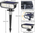 Toodour Solar Spot Lights Outdoor, 2 Pack Solar Lights Outdoor with 2 Modes, Waterproof Solar Powered Flood Lights Landscape Lighting for Yard Gar...
