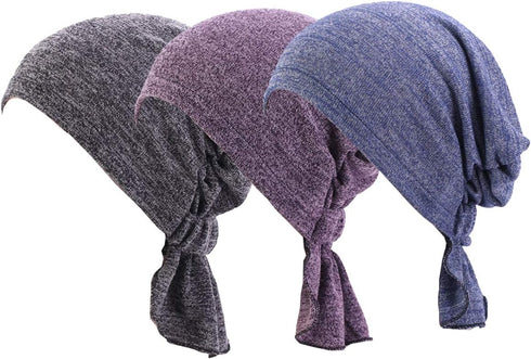 3 Colors Chemo Cancer Head Scarf Hat Cap Ethnic Cloth Print Turban Headwear Women Women's Ruffle Beanie Scarf...