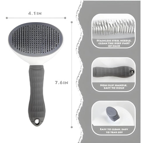 2pcs Dog Brush, Cat Brush, Dog Hair Brush, Pet Grooming Brush, Self-cleaning Slicker Brush ..AND.. Silicone Dog Bath Brush, Pet Hair Removal Tool ...