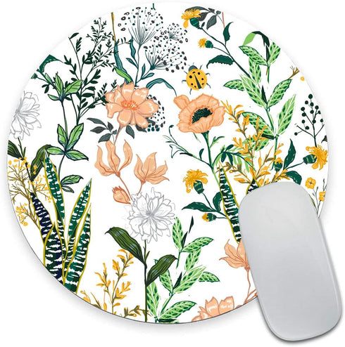 Mouse Pad, Beautiful Floral Round Mouse Pad, Waterproof Circular Small Mouse Pads with Designs, Non-Slip Rubber MousePads for Office Home Laptop T...