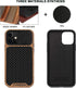 TENDLIN Compatible with iPhone 12 / iPhone 12 Pro Case Wood Grain with Carbon Fiber Texture Design Leather Hybrid Case Black...