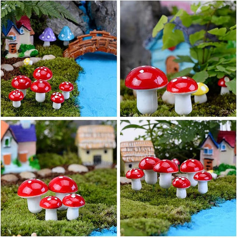 50Pcs Mini Mushroom Miniatures Artificial Garden Fairy Bonsai Plant Pot Resin Craft Decoration for Home DIY Micro Landscape Home Party Decoration ...