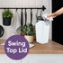Superio Mini Desktop Trash Can with Swing Top Lid Portable Plastic Garbage Can for Countertop, Desktop, Make up Vanity, Bathroom, Car, Under Sink,...