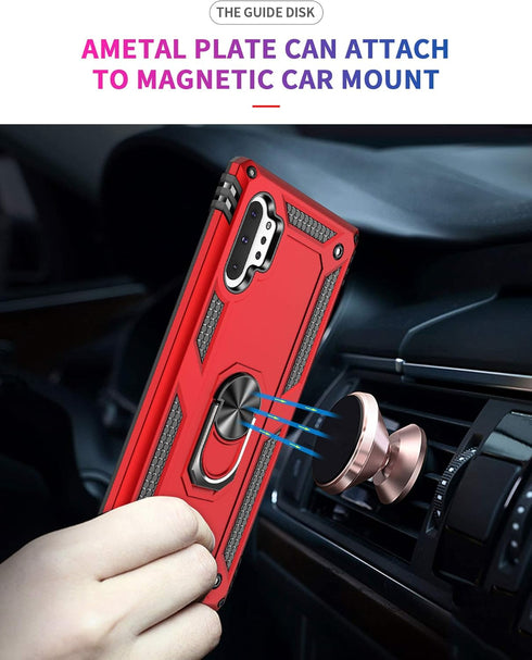 Military Grade Drop Impact for Samsung Galaxy Note 10 Plus Case 5G Metal Rotating Ring Kickstand Holder Magnetic Car Mount Armor Shockproof Case f...