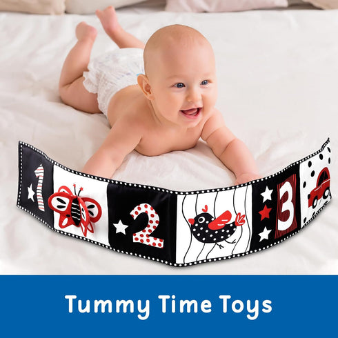 Black and White High Contrast Baby Toys - Newborn Toys 0 3 Months Brain Development - Soft Crinkle Books Tummy Time Toys - Infant Montessori Senso...