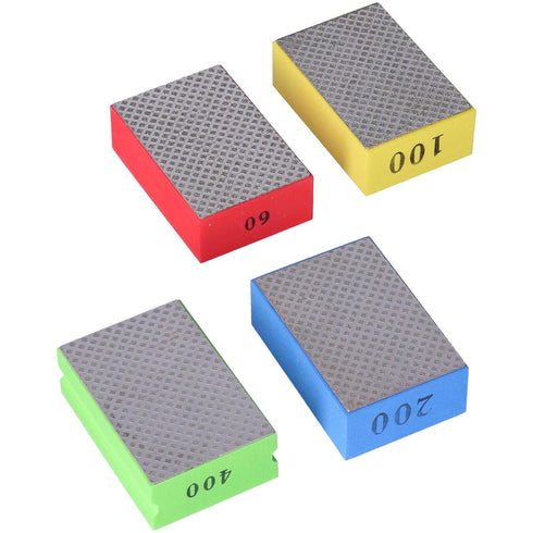 Grit Polishing Pads, Power Polishing Kit Diamond Hand Polishing Pad, 60 100 200 400 Grit Reusable Foam Sanding Block, for Sanding Concrete Glass S...