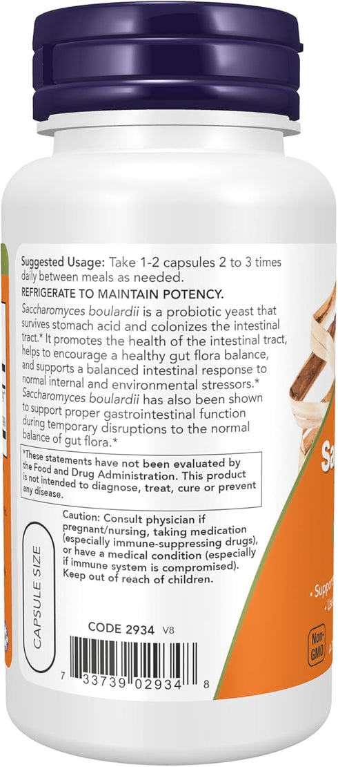 NOW Supplements, Saccharomyces Boulardii, 5 Billion CFU Probiotic, 60 Veg Capsules...