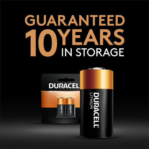 Duracell CR123A 3V Lithium Battery, 2 Count Pack, 123 3 Volt High Power Lithium Battery, Long-Lasting for Home Safety and Security Devices, High-I...
