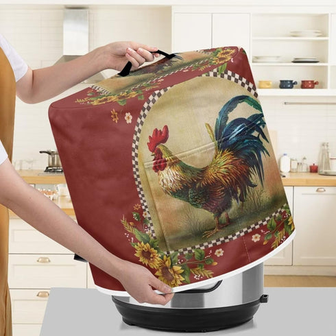 Sunflower Rooster Kitchen Pressure Cooker Protector, Dust Cover for Small Appliances with Handles & Pockets, Lightweight Air Fryer Cover, Kitchen ...