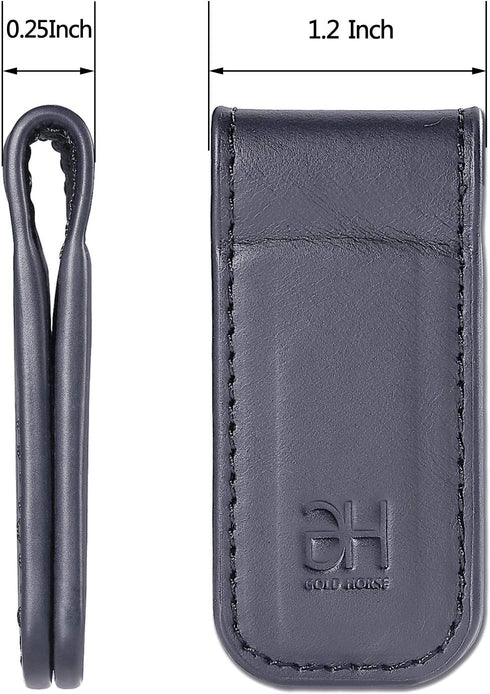 Slim Magnetic Money Clip Genuine Leather Business Card Holder for Men (Grey)...