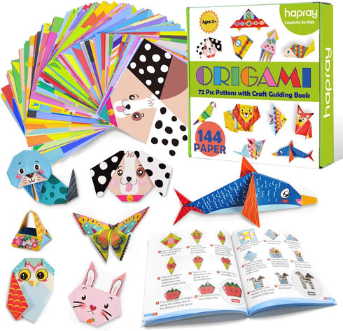 Origami Kit 144 sheets Origami Paper for Kids 72 Patterns with Craft Guiding Book...
