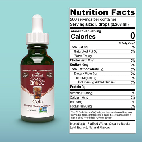 SweetLeaf Stevia Sweet Drops Cola - Liquid Stevia Drops Sweetener, Zero Calorie, Non-GMO Flavored Stevia Liquid Sugar Substitute for Sugar-Free So...
