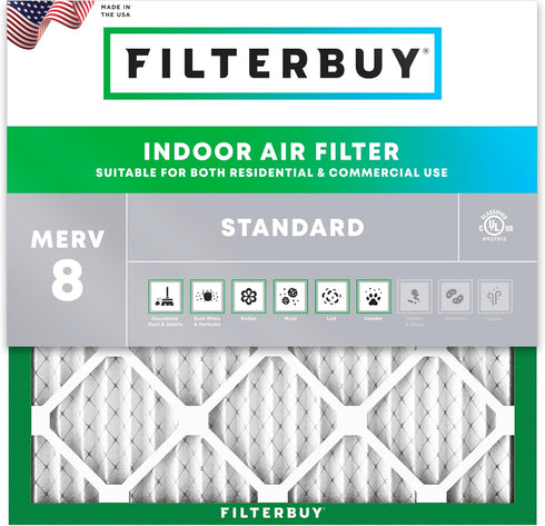 Filterbuy 20x20x1 Air Filter MERV 8 Dust Defense (1-Pack), Pleated HVAC AC Furnace Air Filters Replacement (Actual Size: 19.50 x 19.50 x 0.75 Inch...