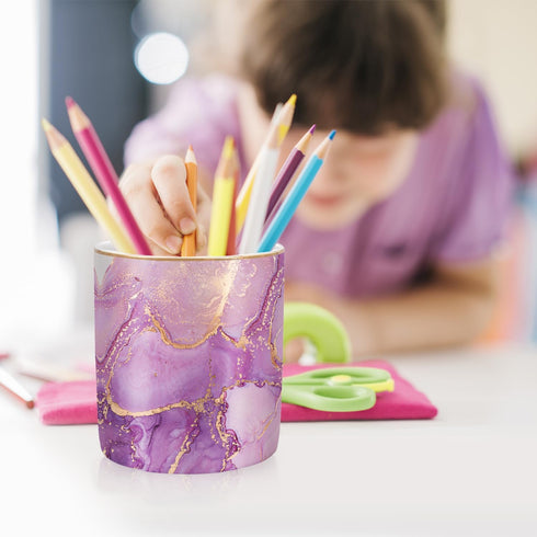 WAVEYU Pen Holder for Desk, Cute Ceramic Pencil Holder, Pen Cup Marker Holder Makeup Brush Holders, Desk Accessories & Workspace Organizers for Ho...