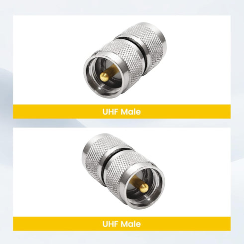 Anina UHF PL259 Male to Male Coax Connector, 2 Pcs Low Loss RF PL-259 Male Adapter for CB Ham Radio Antenna, Coaxial Cable, SWR Meter, LMR, LAN, C...