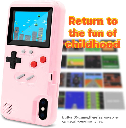 LucBuy Game Console Case Compatible for iPhone Xs MAX, Retro Protective Cover Self-Powered Case with 36 Small Games, Full Color Display, Shockproo...
