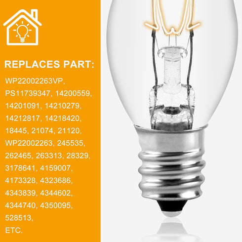 AMI PARTS 22002263 Dryer Light Bulb 10W 120V Fit for Whirlpool Replaces WP22002263 3406124 4344740 PS11739347 AP6006279 (2pcs)