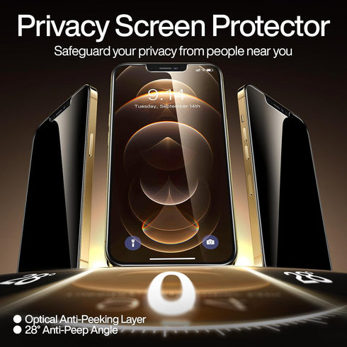 SmartDevil 2Pack Privacy Screen Protector for iPhone 12/ iPhone 12 Pro with Easy Installation Frame, 9H Anti-Spy Privacy Tempered Glass Film, Anti...