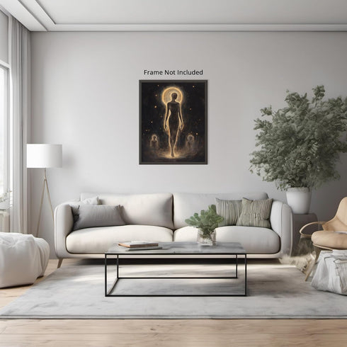 Posterizer 1 pcs-ethereal artwork of a being in cosmic setting 2-Abstract & Modern Art-Living Room Bedroom Decor- unframed wall art...