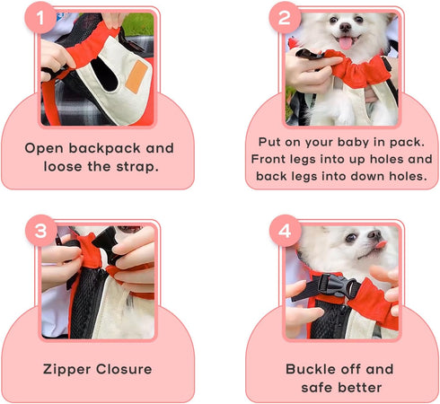 Dog Backpack Carrier Puppy Backpack Carrier for Small Dogs Cats Hands-Free Safety pet Front Carrier Suitable for Small Animal Breeds 5-10 lbs for ...
