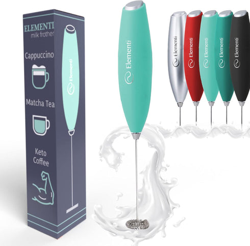 Elementi Milk Frother Wand - Powerful Milk Frother for Coffee - Handheld Frother Electric Whisk, Milk Foamer, Mini Mixer & Coffee Blender Frother ...