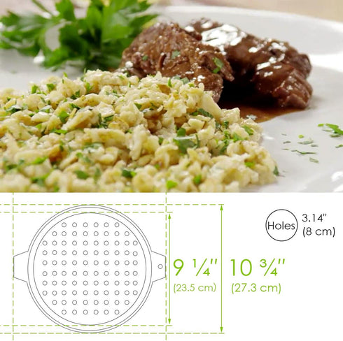 Stainless Steel Spaetzle Maker Lid with Scraper Traditional German Egg Noodle Maker Pan Pot Spaghetti Strainer...