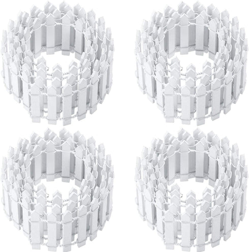 4 Pieces 35 Inch Fairy Fence Miniature Garden Ornament Wood Picket Fence for Dollhouse Home Garden Plant Pot DIY Diorama Project (White)...