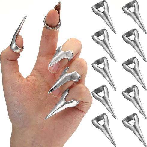 Hicarer Finger Claws Rings Full Finger Set Retro Metal Nail Punk Rock Fingernail Armor Gothic Talon Fingertip Claw for Cosplay Nail Art Holiday Pa...