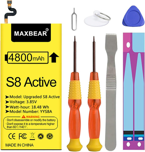 MAXBEAR Galaxy S8 Active Battery, (Upgraded) 4800mAh Lithium Polymern Internal Battery Replacement for Samsung Galaxy S8 Active SM-G892 SM-G892U S...
