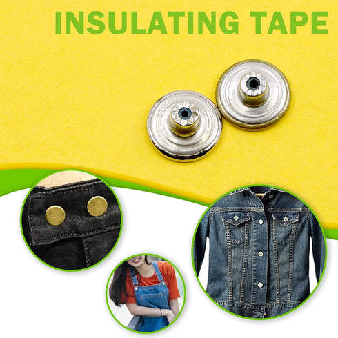 Keadic 202Pcs 5 Color No Sewing Jeans Buttons Replacement Kit with Metal Base, 17mm Metal Buttons Replacement Repair Combo Thread Rivets Tack Snap...