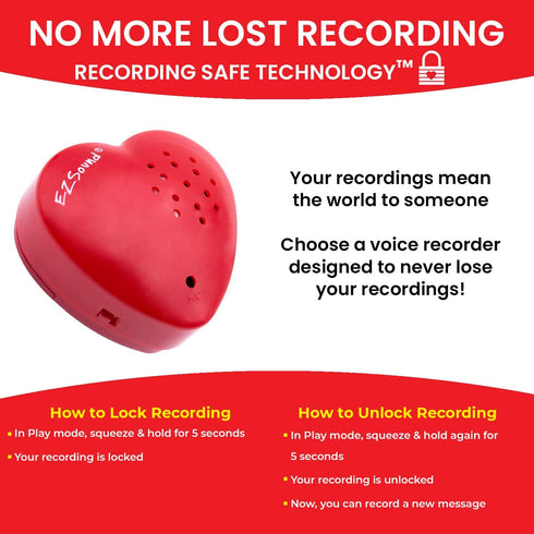 EZSound Voice Recorder for Stuffed Animal | 2 Pack - 30 sec Voice Box for Stuffed Animal | Recording Safe Recordable Heart Button | Sound Module I...