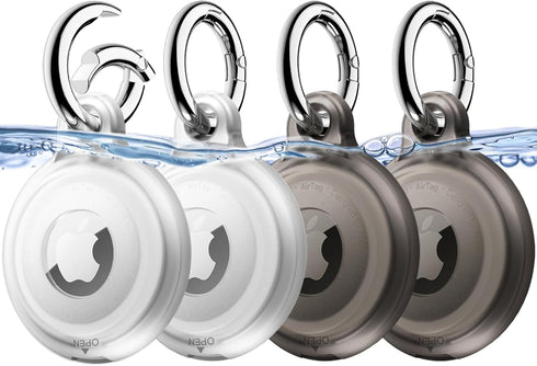 JETech 4 Pack Waterproof Case for AirTag with Keychain, Full Body Anti-Scratch Air Tag Keyring Holder Cover for Kids, Pet Collar, Keys, Luggage, B...