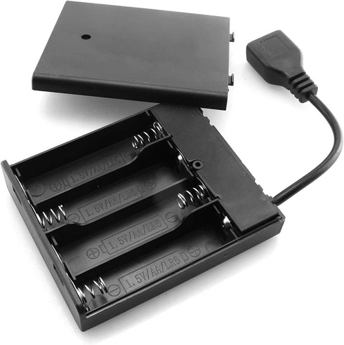 DGZZI USB Female Socket 4 AA Battery Case Box Holder with ON-Off Switch...