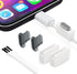 Dust Plugs (2-Pack) - Compatible w/with Lightning Port, iPhone 14-7, Plus, Max, Pro, iPad, Aluminum Build - Incl. Holder & Cleaning Brush (Gun Met...