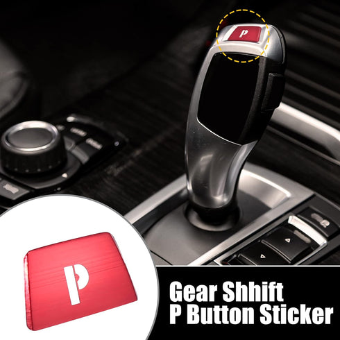 X AUTOHAUX Red Gear Shift P Button Stickers Gear Shift Knob Lever Parking Button Cover Replacement for BMW 1 2 3 4 5 6 7 Series X3 X5 X6...