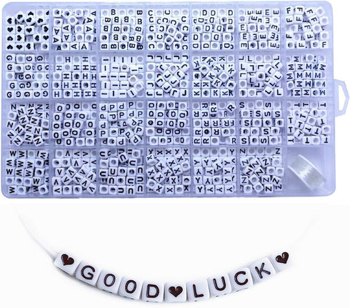 Amaney 810pcs 6x6mm Cube Acrylic Alphabet Letter Beads for Jewelry Making Bracelets Necklaces Key Chains...