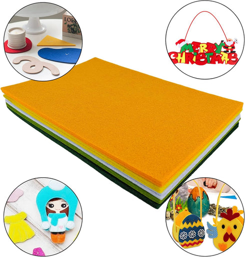 Jtnohx Felt, 3mm Thick Felt Sheets, 8"x12" Felt Fabric for Crafts, 10 Pcs Hard Stiff Color Felt for Sewing Holiday & DIY (Irish Day Colors Series?...