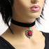 Gothic Red Rose Cameo Black Velvet Choker Adjustable Size Cosplay Jewelry...