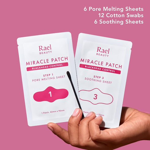 Rael Blackhead Remover, Miracle Patch Melting Pack - Nose Strips for Blackheads, Pore Melting and Soothing Sheets, 3 Step Kit, Sebum Removing Cott...