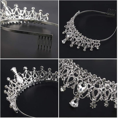 AOPRIE 1980s Tiaras and Crowns for Women Silver Princess Tiara for Little Girls Crystal Crowns and Tiaras Hair Accessories for Wedding Prom Bridal...