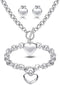LOYALLOOK 3Sets Heart Pendant Necklace Toggle Chain Heart Bracelet Heart Stud Earrings for Women Stainless Steel Charm Love Heart Jewelry Set for ...