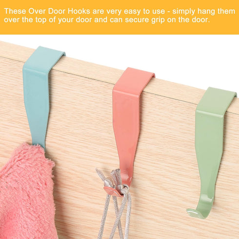 uxcell Over The Door Hook,4 Pack - Carbon Steel Cabinet Door Single Hooks, Metal Door Hanger for Home Kitchen Decoration (Green)...