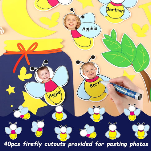 90pcs Firefly Bulletin Board Classroom Decorations Set Glowworm Tree DIY Craft Cutouts for Posting Photo Let Your Light Shine Cutout for School Cl...