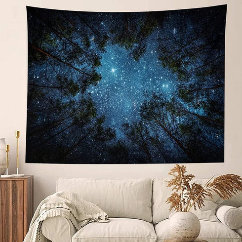Llamazing Forest Tapestry Home Decor Landscape Tapestry Living Room Bedroom Decoration Tapestry Magic Tapestry Curtain (Looking Up at The Stars, 9...